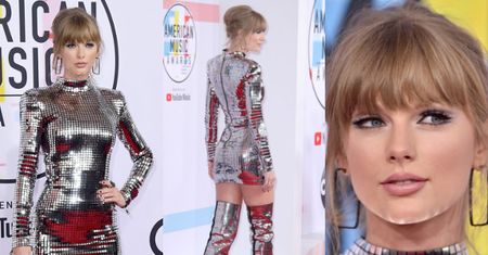 Taylor Swift błyszczy w sukience Balmain na gali AMA