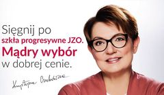 Krystyna Czubówna reklamuje szkła okularowe JZO