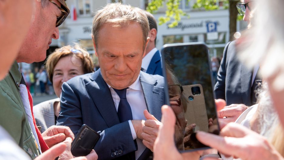 Poznan 03.05.2022
Obchody swieta uchwalenia Konstytucji 3. Maja w Poznaniu - Przewodniczacy Platformy Obywatelskiej Donald Tusk. .