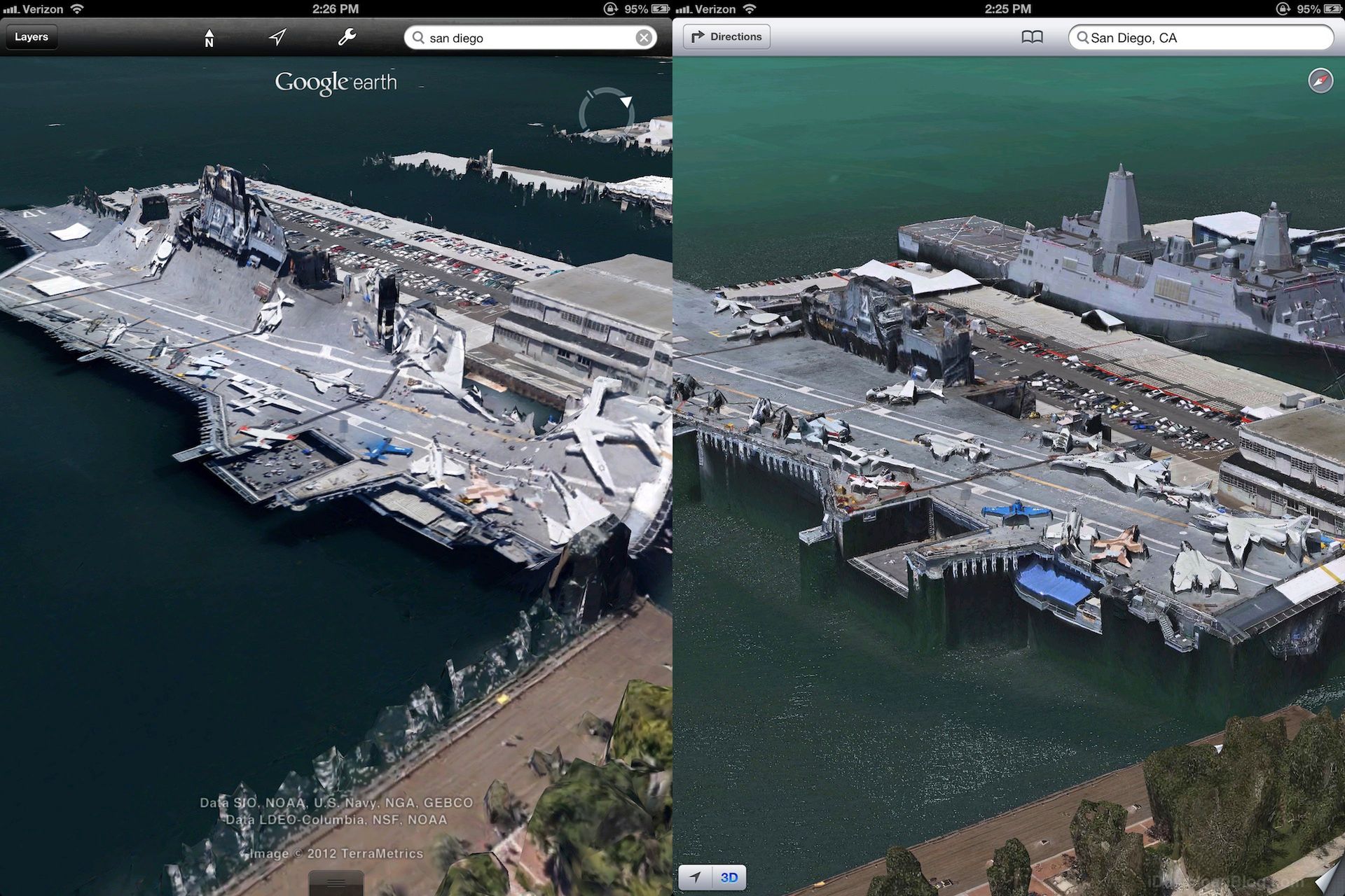 Starcie gigantów - porównanie map 3D Google'a i Apple'a 4