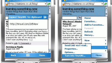 Skracanie adresów internetowych (Windows Mobile + TinyURL) 1