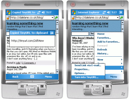 Skracanie adresów internetowych (Windows Mobile + TinyURL)