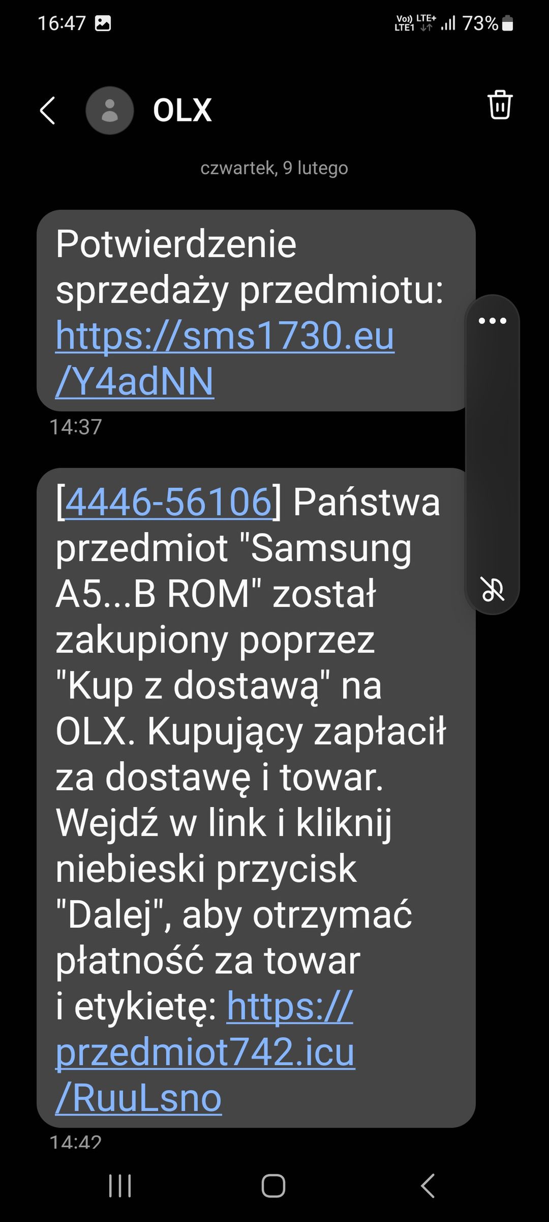 Fałszywe SMS-y "od OLX"