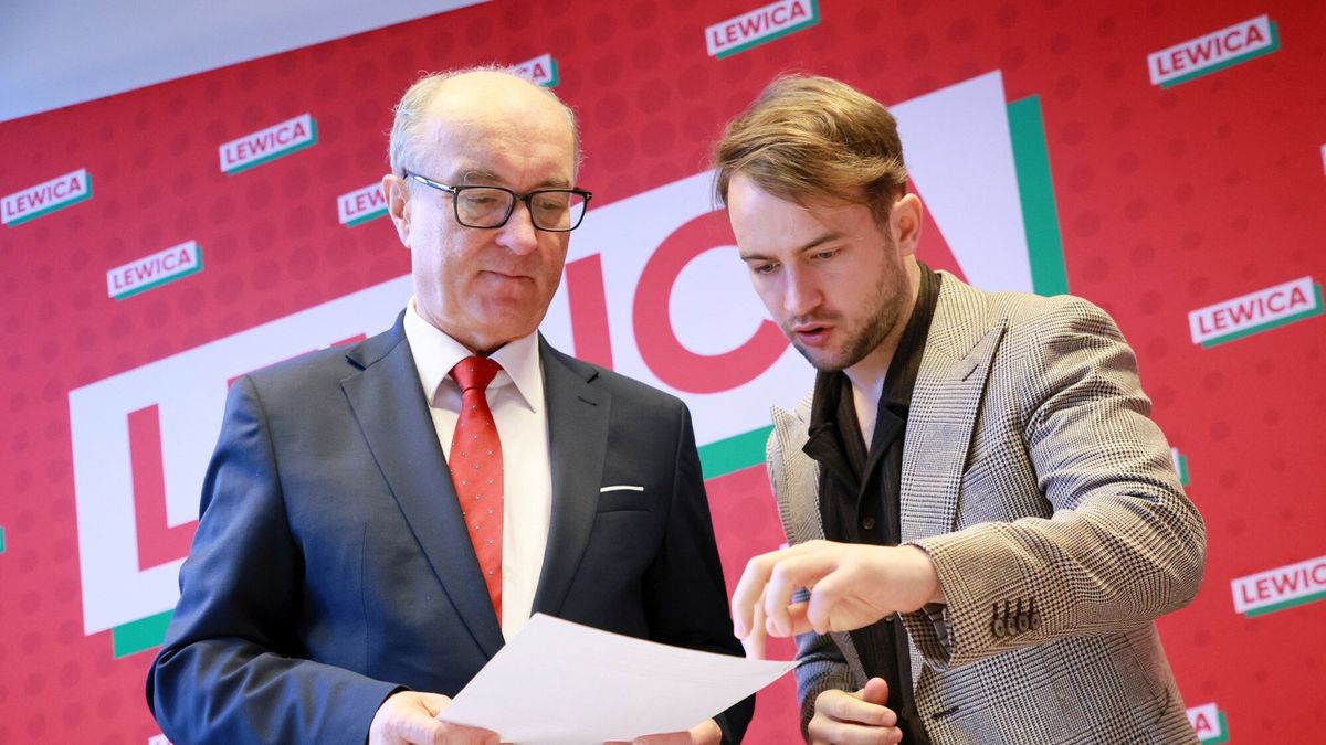 Rada Krajowa Nowej LewicyFot. Adam Burakowski/East News, 07.03.2026. Warszawa. Rada Krajowa Nowej Lewicy w Centrum Konferencyjnym ZIELNA.N/z: Wlodzimierz Czarzasty, Lukasz MichnikAdam Burakowski