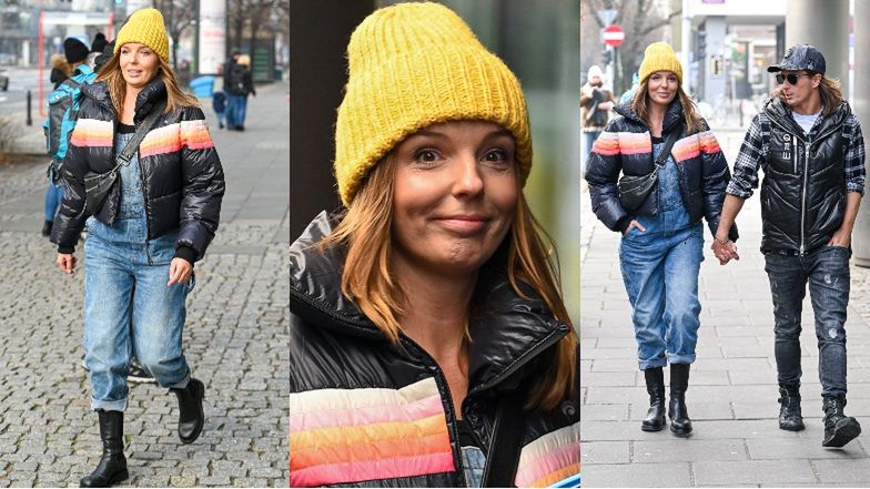 Agnieszka Włodarczyk i Robert Karaś wychodzą ze studia DD TVN po wywiadzie, jakiego udzielili tuż po porowcie z Marbelli