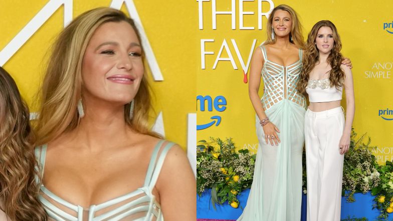 Blake Lively i Anna Kendrick pozują razem na ściance