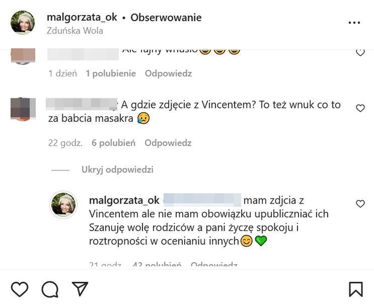 Małgorzata Ostrowska-Królikowska odpowiada na komentarz internautki