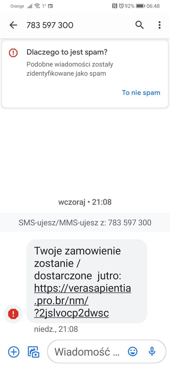 Fałszywy sms