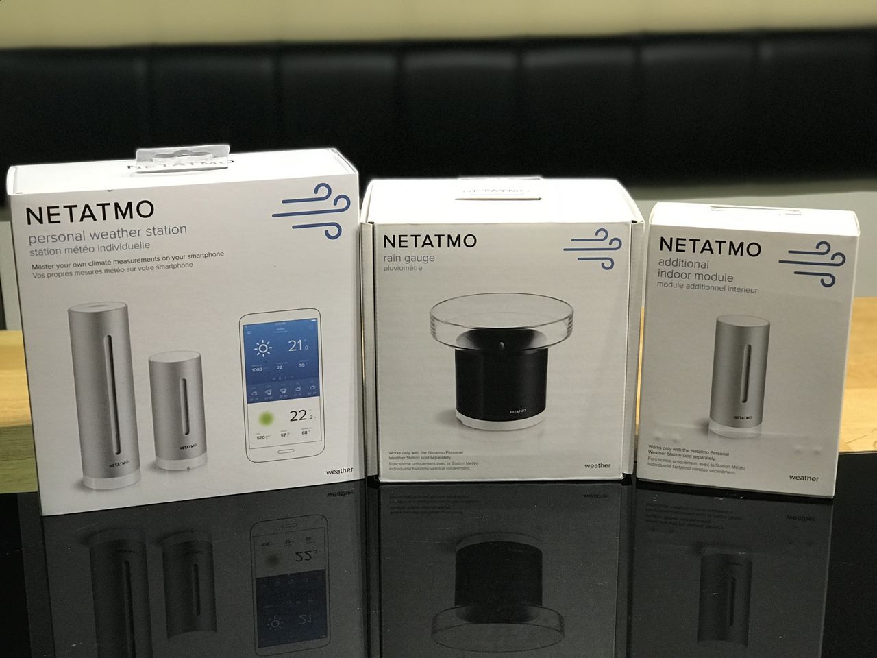 Netatmo Personal Weather Station - zestaw podstawowy, dodatkowy moduł wewnętrzny i czujnik deszczu