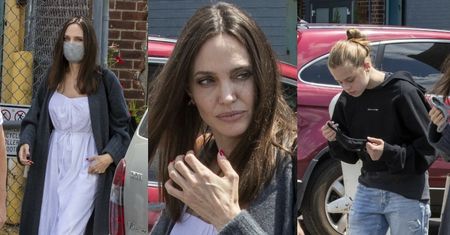 Angelina Jolie z wyrośniętymi Shiloh i Paxem odwiedza studio nowojorskiego artysty (ZDJĘCIA)