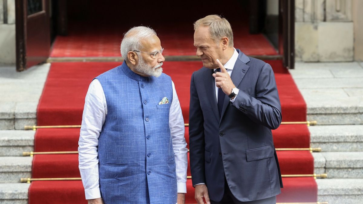 Premier Indii z wizyt? w Polsce
22.08.2024 Warszawa Wizyta premiera Indii w Polsce, fot. Tomasz Jastrzebowski/REPORTER
n/z: , Narendr? Modi, Donald Tusk
Tomasz Jastrzebowski/REPORTER