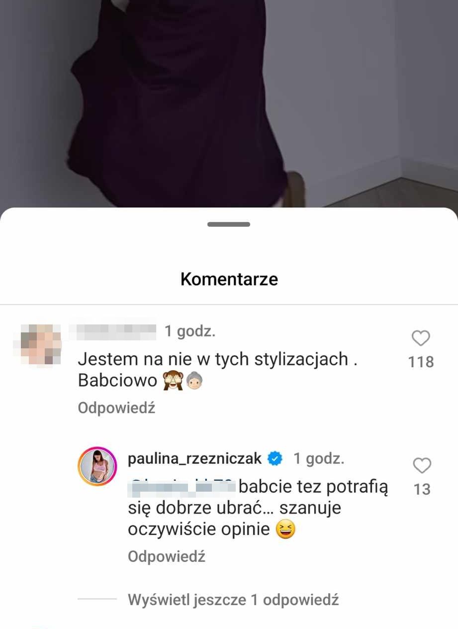 Komentarze pod nagraniem Pauliny Rzeźniczak