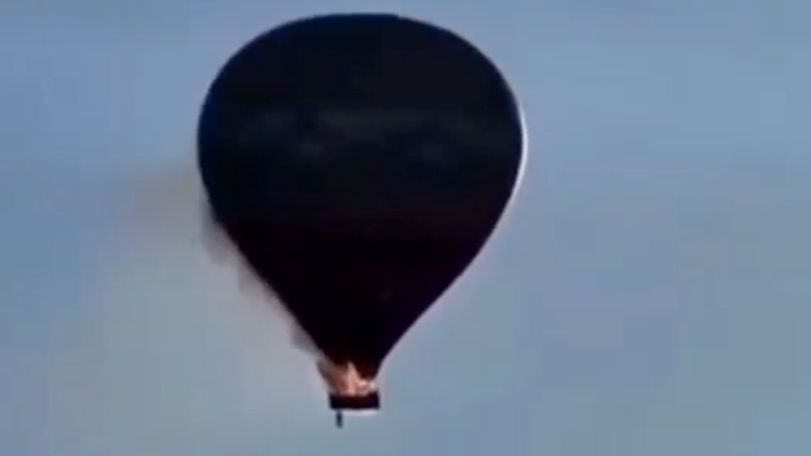 Płonący balon przed katastrofą