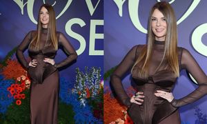 Małgorzata Tomaszewska melduje się na konferencji TVN w PRZEŚWITUJĄCEJ sukience z brązowym gorsetem. Klasa? (ZDJĘCIA)