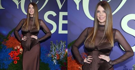 Małgorzata Tomaszewska melduje się na konferencji TVN w PRZEŚWITUJĄCEJ sukience z brązowym gorsetem. Klasa? (ZDJĘCIA)