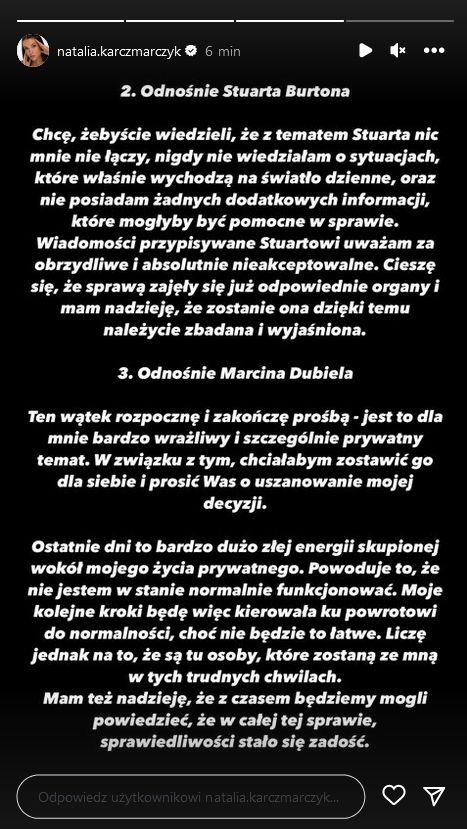 Natsu PRZERWAŁA MILCZENIE! Dziewczyna Marcina Dubiela wydała oświadczenie. "TO ATAK PERSONALNY I MANIPULACJA"