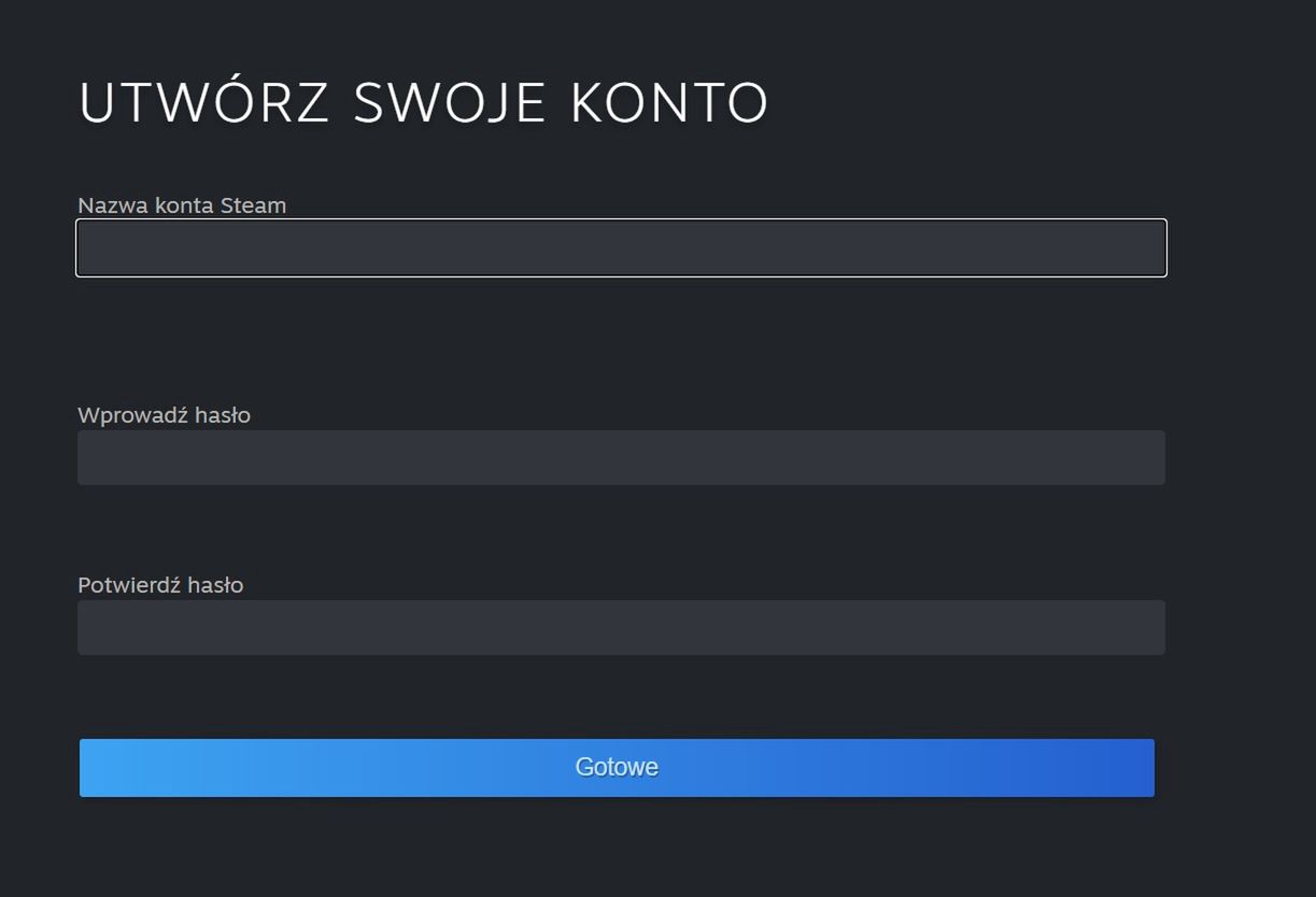 Zakładanie konta Steam