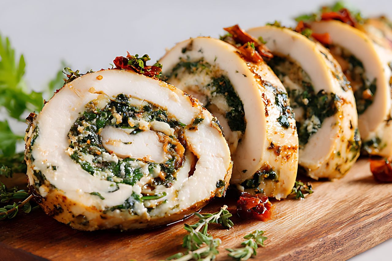 Przygotuj na obiad. Mięso jest delikatne i miękkie, a farsz po prostu palce lizać