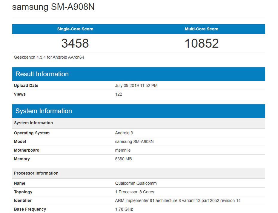 Samsung Galaxy A90 5G w bazie Geekbench [#wSkrócie] 2