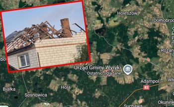 Szczątki drona spadły na dom w Wyrykach. Służby na miejscu