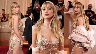 Złote Globy 2026. Rozgogolona Jennifer Lawrence w najodważniejszej kreacji wieczoru. Gwiazda postawiła na naked dress i "grała" pupą (ZDJĘCIA)