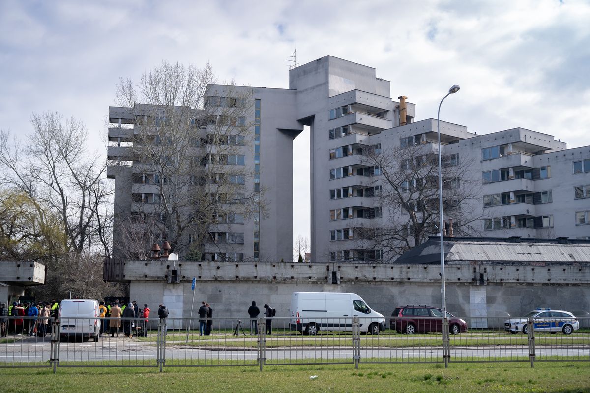 Abandoned Russian compound in Warsaw, Poland on April 11, 2022. Mayor of Warsaw seized a former Soviet and then Russian real estate, object of a legal dispute, to offer it to Ukraine.  (Photo by Mateusz Wlodarczyk/NurPhoto via Getty Images)