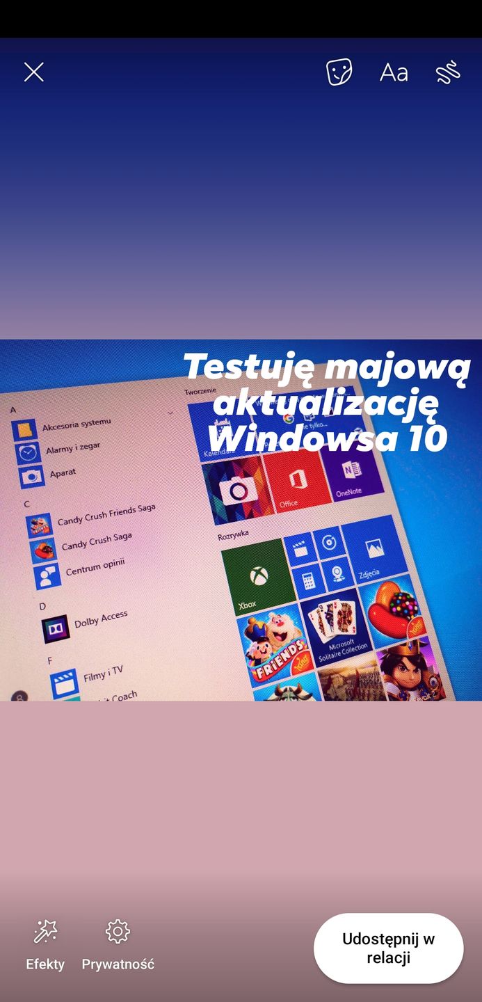 Dodawanie relacji – ekran edycji.