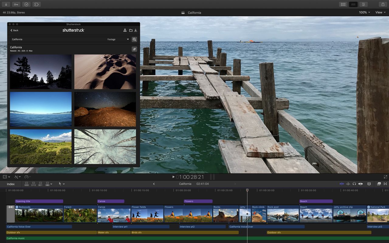 Final Cut Pro X z rozszerzeniem Shutterstock