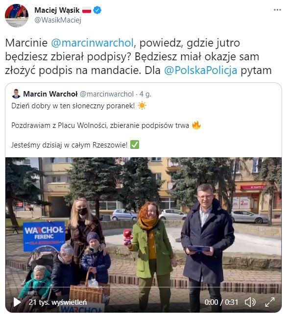 Maciej Wąsik nie był zachwycony postawą innego posła. Doczekał się jednak ciętej riposty 