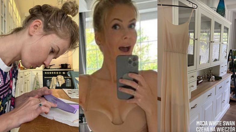 Edyta Pazura pozuje w bieliźnie modelującej przed wyjściem na ściankę