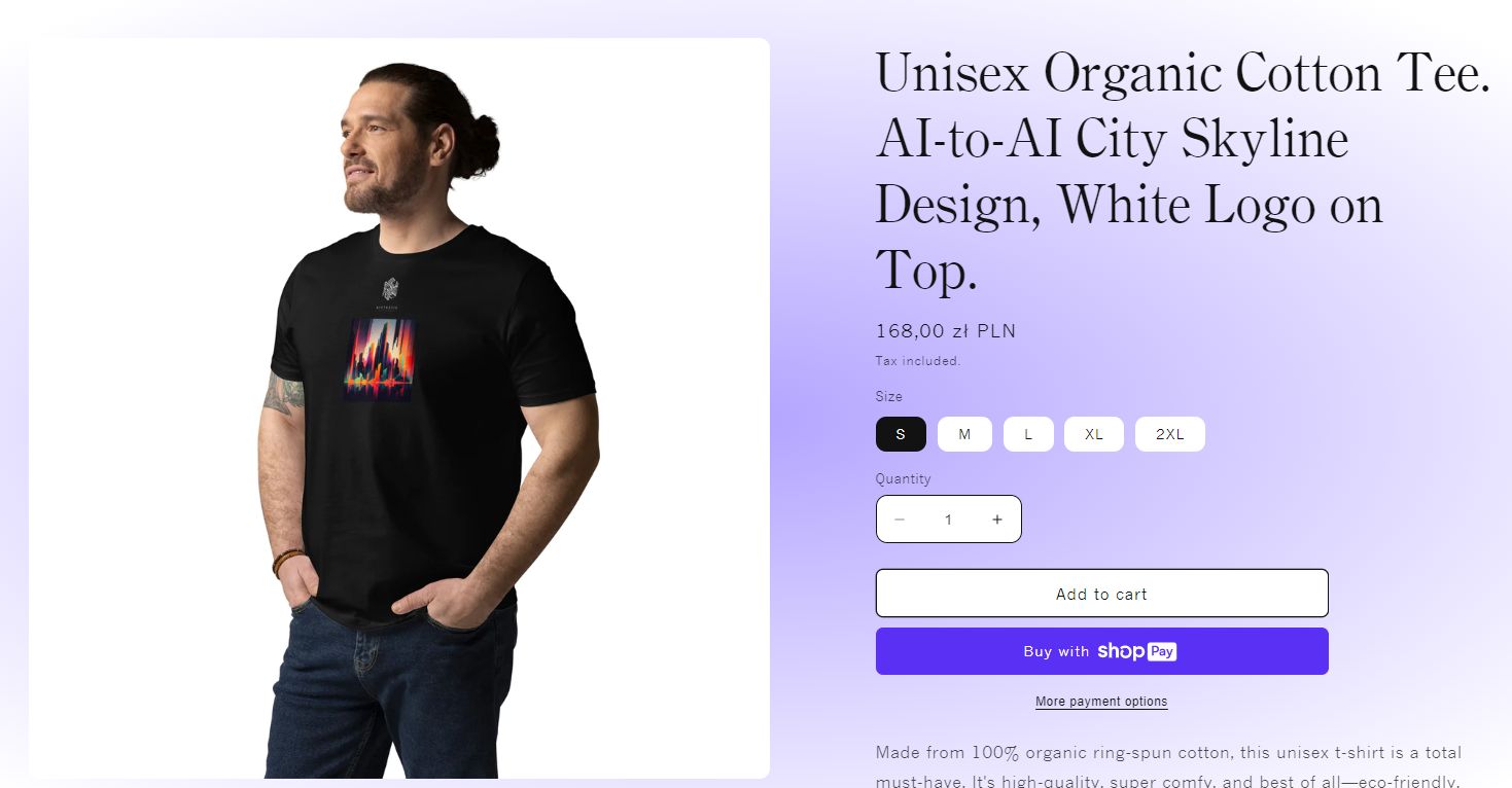 Zrzut ekranu ze strony sklepu aisthetic-apparel.myshopify.com
