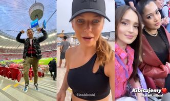 Tak Anna Lewandowska, Marina Łuczenko i Misiek Koterski trzymali kciuki za biało-czerwonych podczas meczu Polska-Belgia  (ZDJĘCIA)