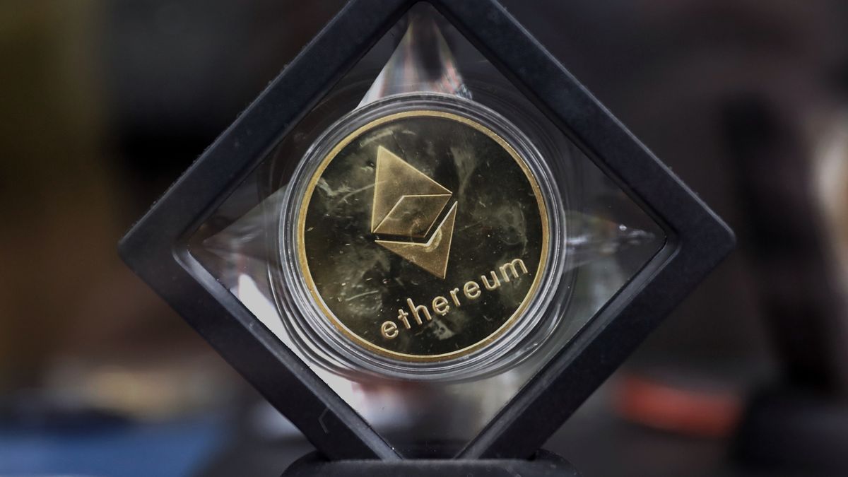 MADRID, SPAIN - SEPTEMBER 14: An ethereum cryptocurrency, on 14 September, 2022 in Madrid, Spain. Ethereum has brought forward its merger, and with it will change its protocol to 'proof of stake', an upgrade called 'Ethereum Merge'. This update allows the cryptocurrency to reduce its energy consumption, one of the main arguments among critics in the industry.
[*. (Photo By Eduardo Parra/Europa Press via Getty Images)