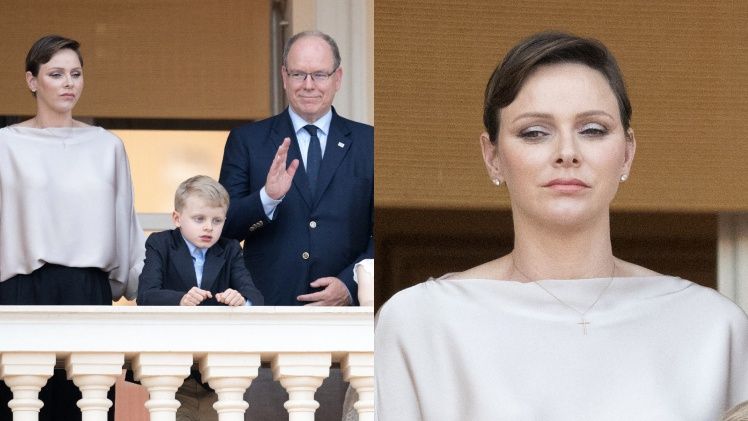 Księżna Charlene prezentuje wachlarz posępnych min