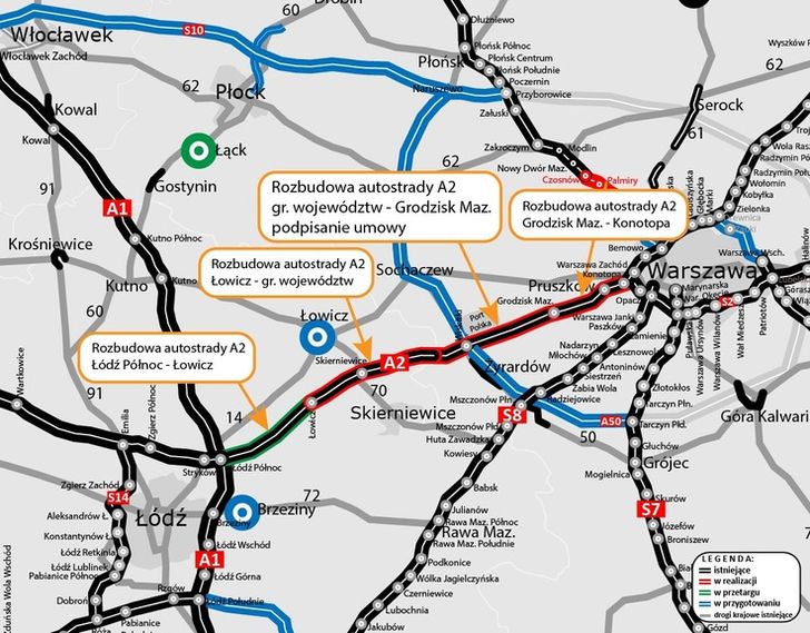 A2 między Warszawą a Łodzią pójdzie na trzy pasy. Gigantyczna inwestycja wchodzi w decydującą fazę
