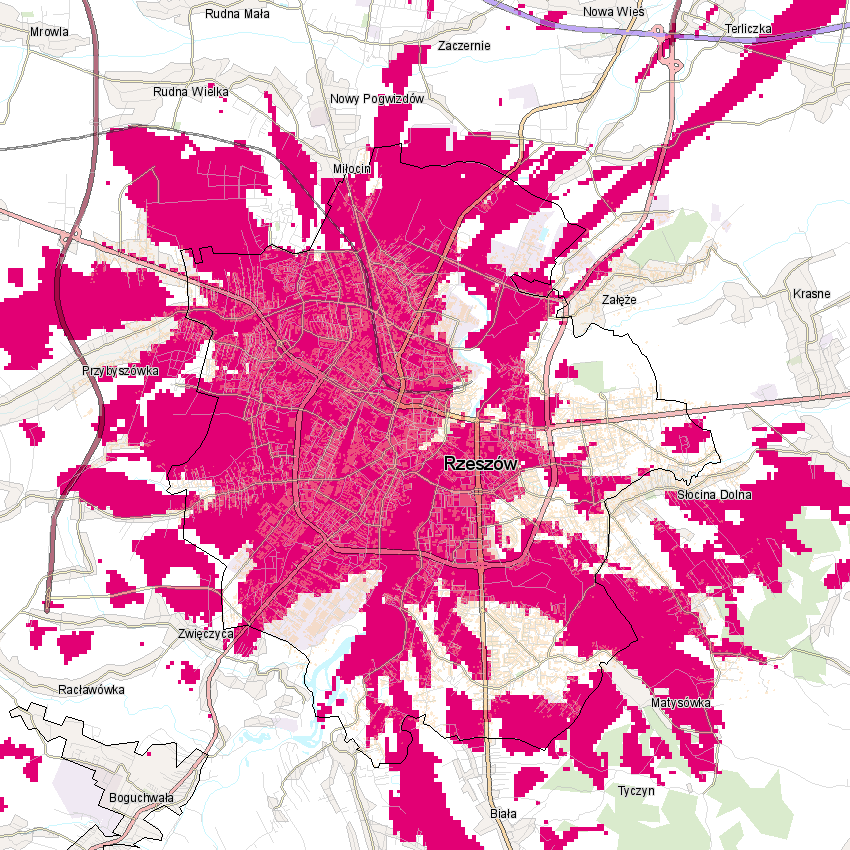 Zasięg 5G w Rzeszowie, fot. T-Mobile.
