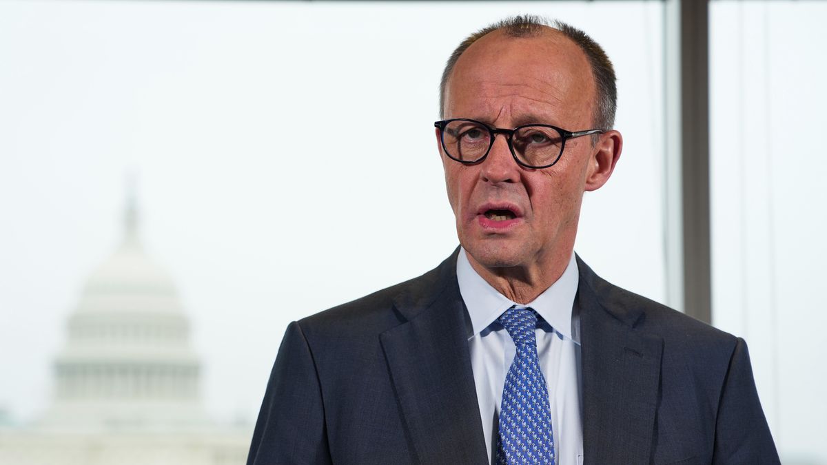 WASHINGTON, DC - MARCH 3:  German Chancellor Friedrich Merz speaks to reporters near the U.S. Capitol Building on March 3, 2026 in Washington, DC. Merz took questions following a bilateral meeting with U.S. President Donald Trump at the White House.  (Photo by Andrew Harnik/Getty Images)