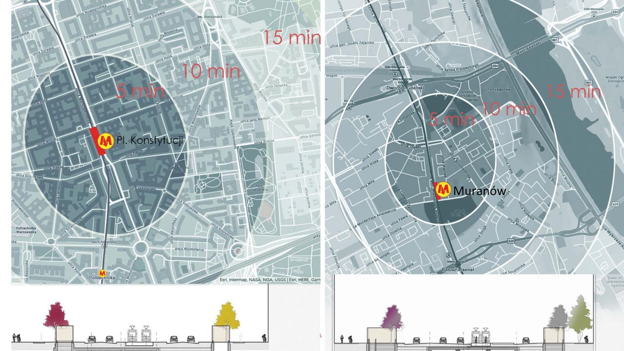 Usytuowanie obydwu stacji. / fot. Biuro Projektów Metroprojekt Sp. z o.o.