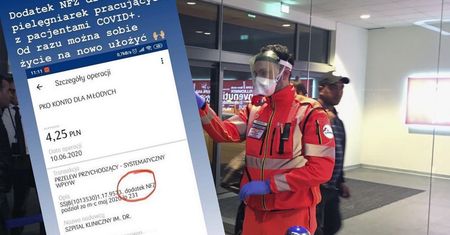 4,25 zł - to "premia" za pracę w czasie epidemii. Pielęgniarka pokazuje przelew