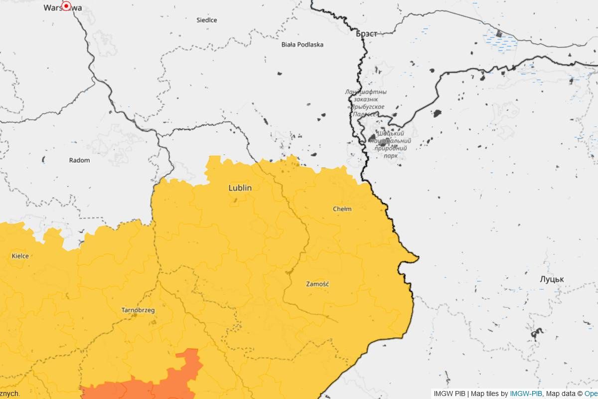 Ostrzeżenia IMGW przed burzami w poniedziałek, 6 maja 2024 r.