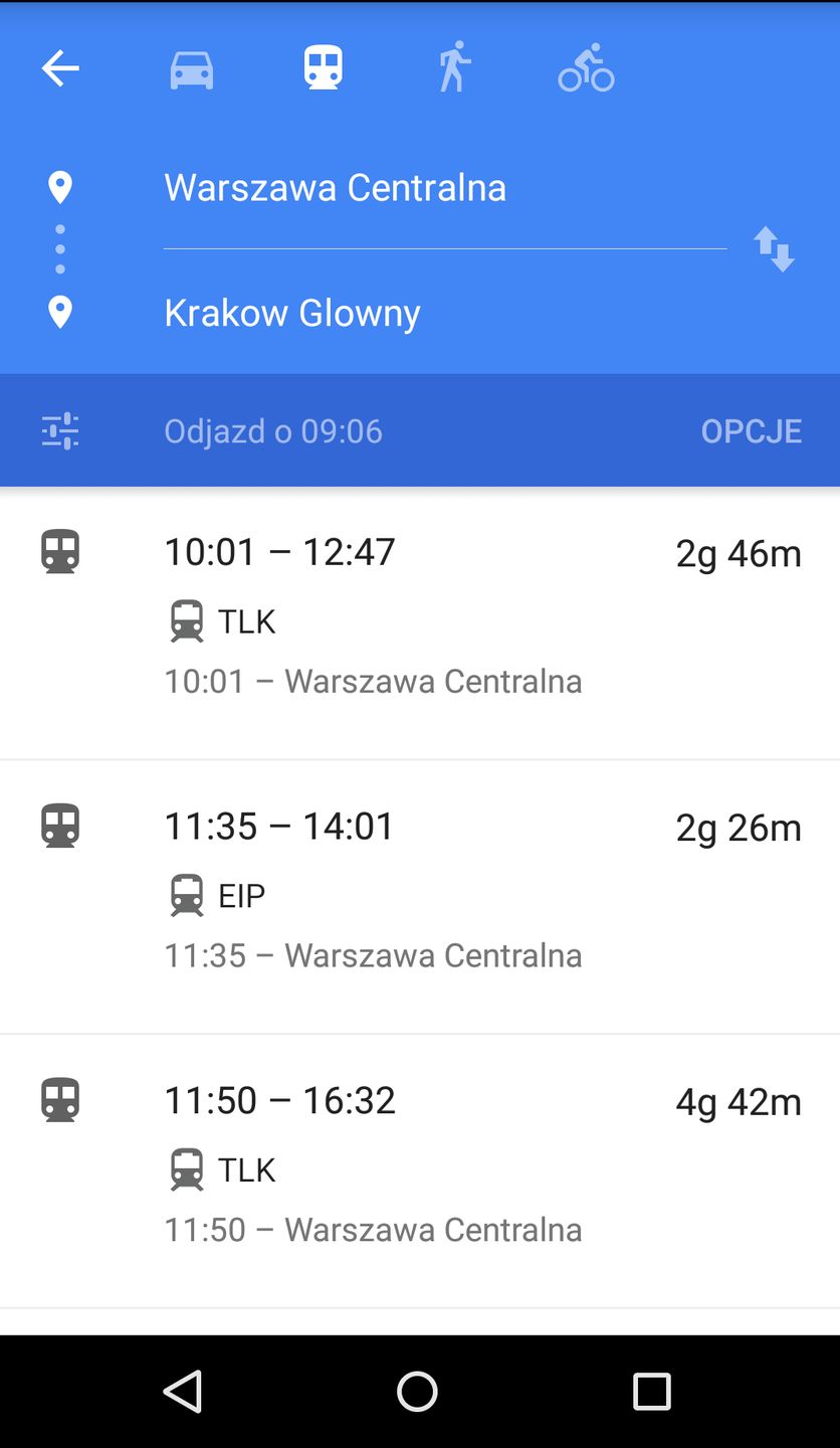 W końcu zaplanujesz podróż pociągiem z Mapami Google! 6