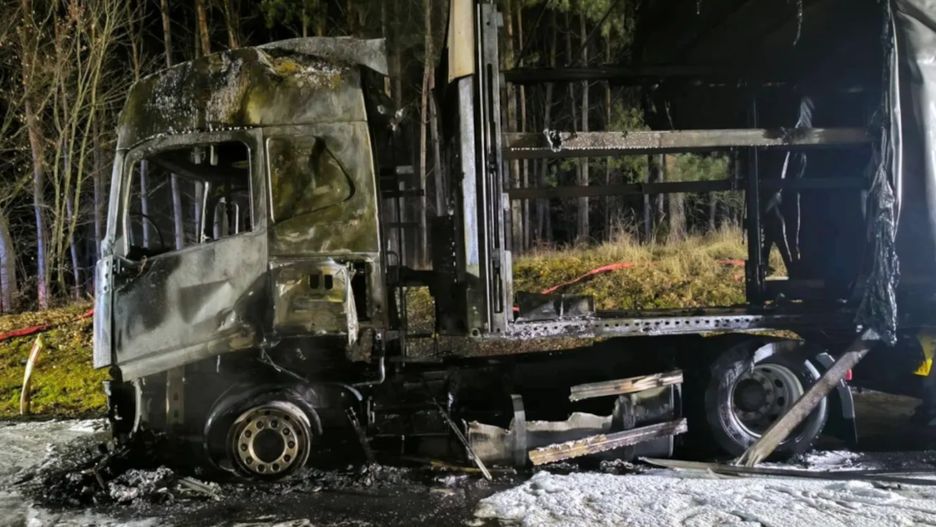 Pożar ciężarówki na starej trójce koło Gorzowa.