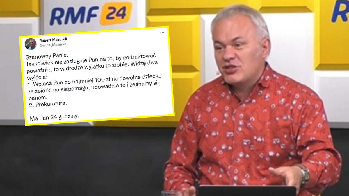 Robert Mazurek postawił ultimatum internaucie