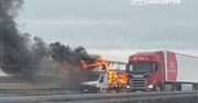 Łagów: Pożar pojazdu dostawczego na A2. Autostrada zablokowana