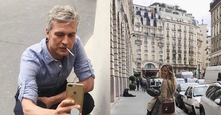 Michał Żebrowski zaciąga się papierosem na zdjęciu z rocznicowej wycieczki do Paryża. "TO LIZAK" odpisała fanowi żona (FOTO)