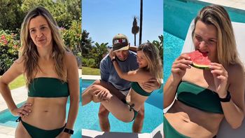 Odziana w bikini Joanna Koroniewska pałaszuje arbuza nad basenem swojej hiszpańskiej willi. Taka to pożyje? (FOTO)