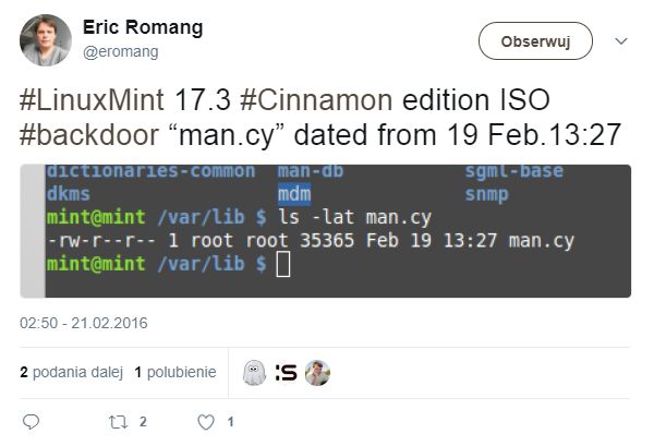 #LinuxMint 17.3 #Cinnamon edition ISO #backdoor “man.cy”