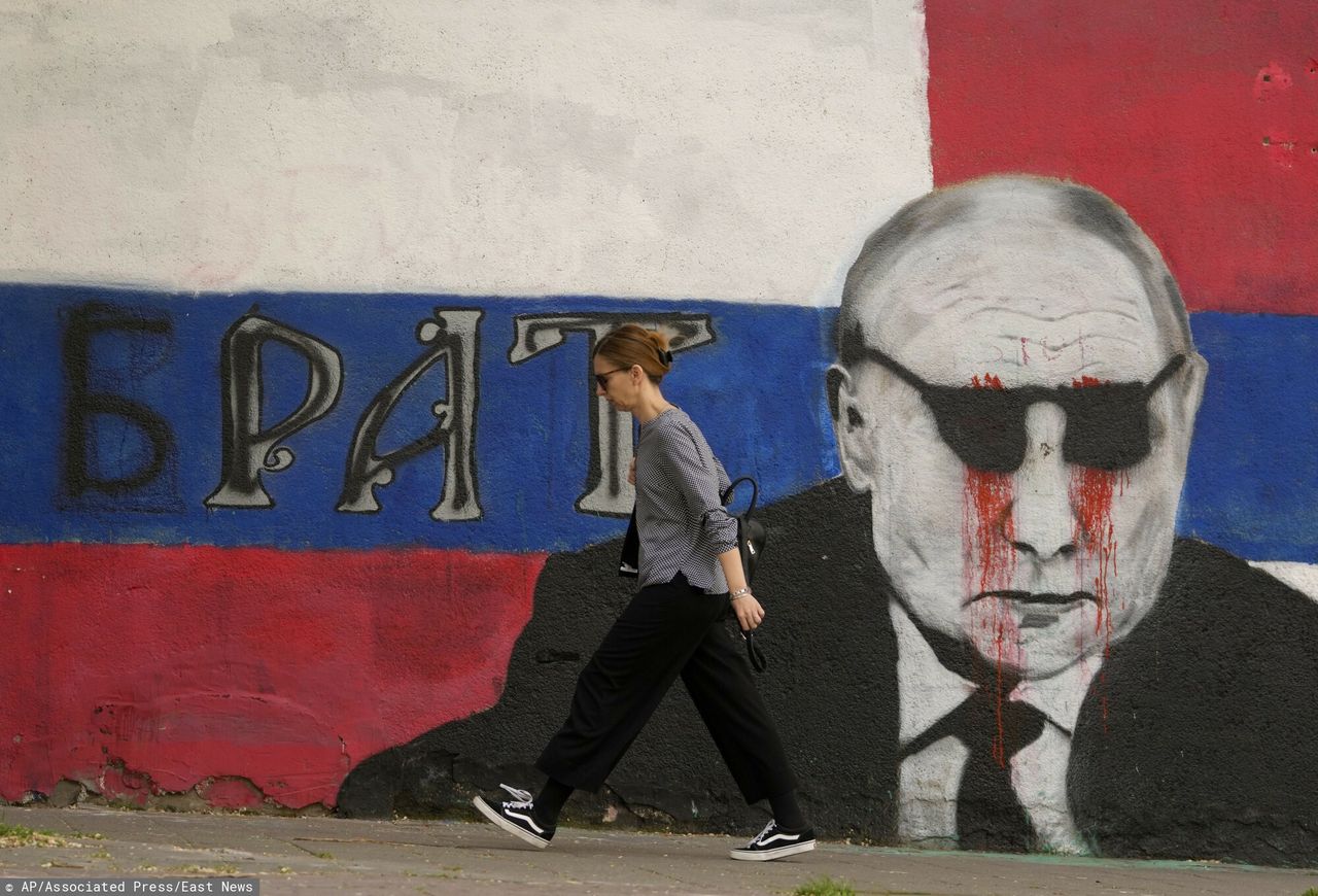 Belgrad. Mural z podobizną Władimira Putina