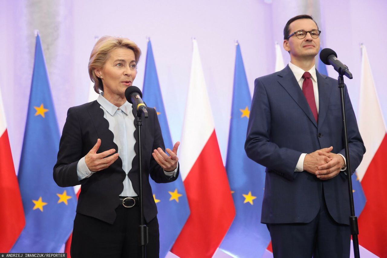 Szefowa Komisji Europejskiej Ursula von der Leyen oraz premier Mateusz Morawiecki