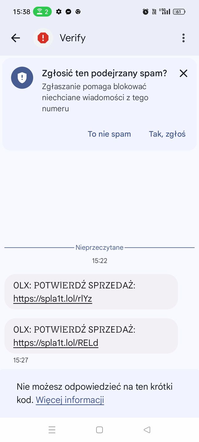 Fałszywe wiadomości SMS